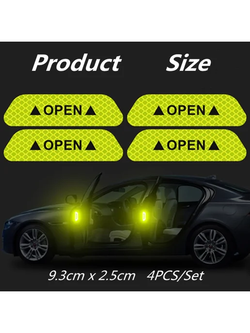 Нет бренда Светоотражающие наклейки "Open" на двери авто, 4шт, красные, 4 шт, фото 3