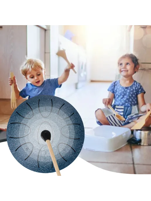 Духовой инструмент 4'' Steel Tongue Drum 9 нот для йоги, мед, вариант, фото 3
