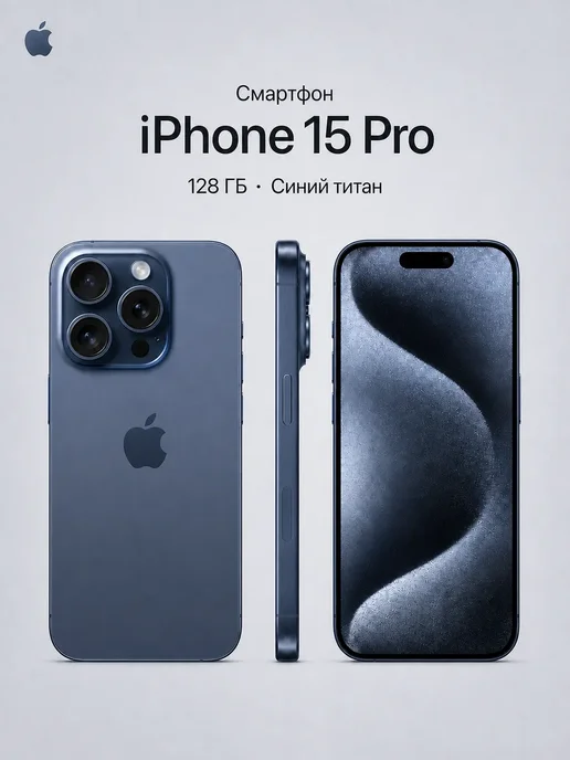 Смартфон Apple iPhone 15 Pro 128 ГБ, синий, фото 2