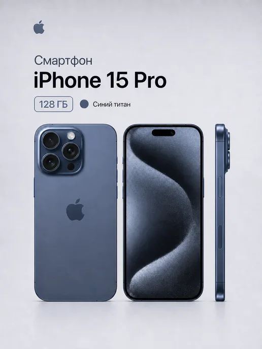 Смартфон Apple iPhone 15 Pro 128 ГБ, синий, фото 4