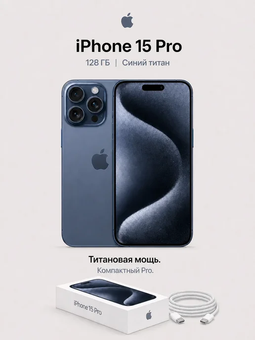Смартфон Apple iPhone 15 Pro 128 ГБ, синий, фото 8