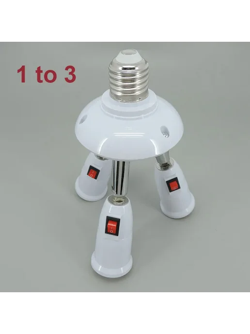Нет бренда Разветвитель E27 на 2, 3, 4, 5 патронов 3 heads switch, белый