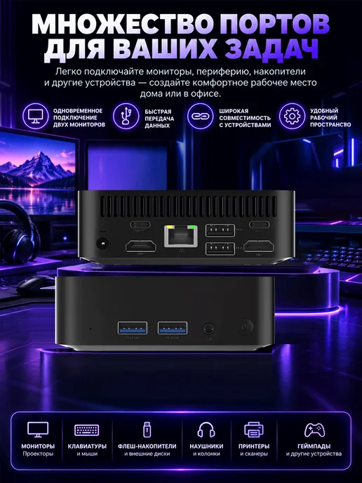 Мини ПК Intel N150 4 ядра 16 ГБ +2048 ГБ, 16 ГБ, 2048 ГБ, фото 8