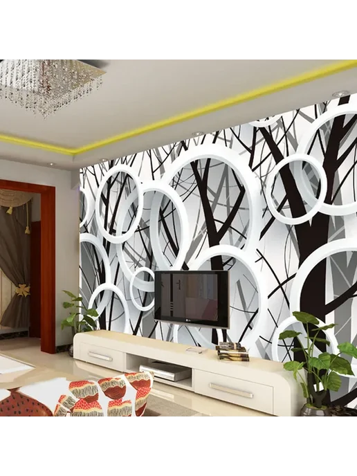 jiadou Фотообои 3D абстракция круги дерево, 360x230 см, Self-adhesi, вариант, фото 3