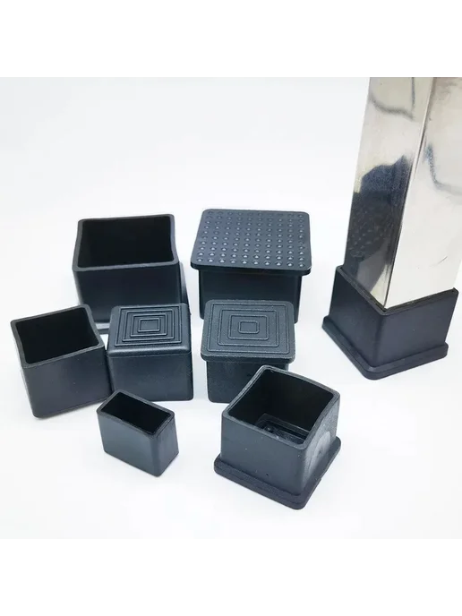 Нет бренда Заглушки для ножек стола, черные, ПВХ, 4 шт. Черный, 20x20mm, 4 шт, фото 6