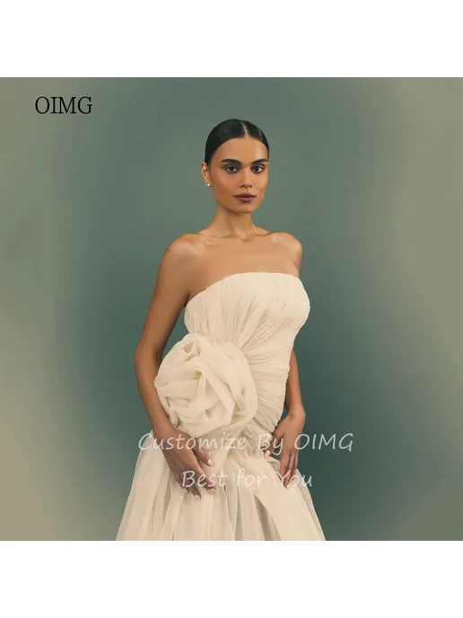 OIMG Свадебное платье ivory без бретелек, бежевый, фото 4
