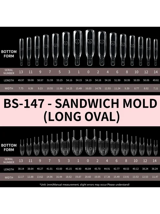 XINYILEJIA Формы для наращивания ногтей Rocket Sandwich, 120 шт, BS136, 120 шт, фото 7
