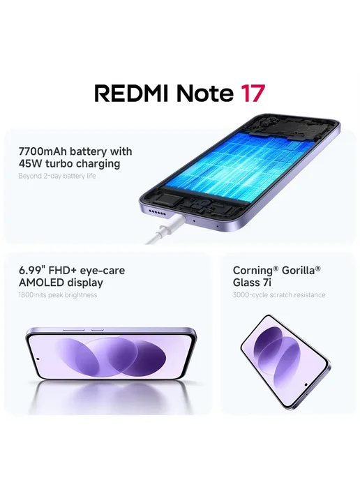 Смартфон Xiaomi Redmi Note 17 6/128 ГБ, голубой, фото 3