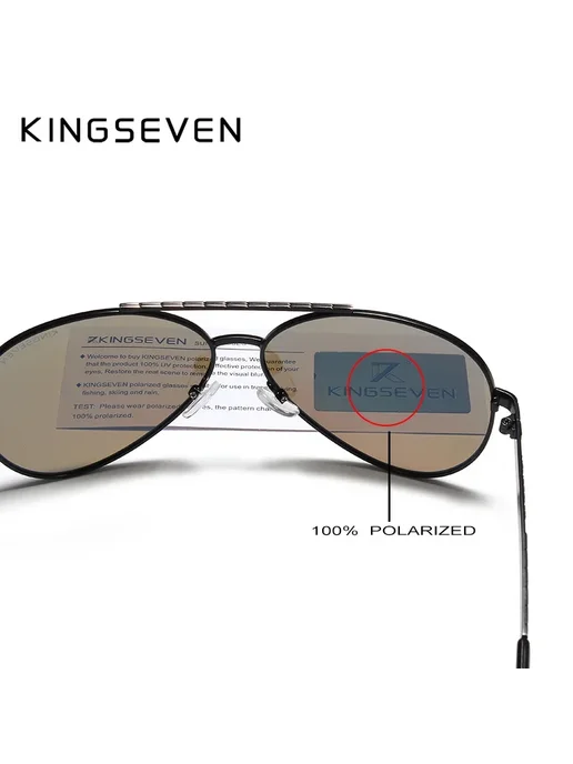 KingSeven Солнцезащитные очки-авиаторы для мужчин Black gray, черный, фото 5