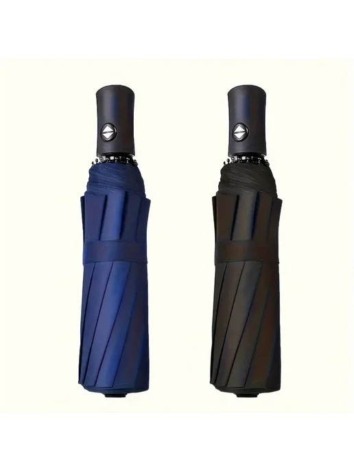 Нет бренда Черный трехскладной виниловый зонт Черный, black, черный, фото 2