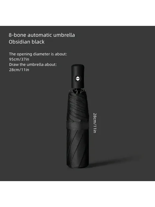 Нет бренда Черный трехскладной виниловый зонт Черный, black, черный, фото 5