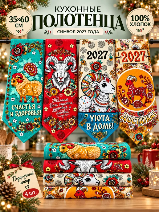 BELMARE Полотенца кухонные подарочный набор на новый год 2027, вариант