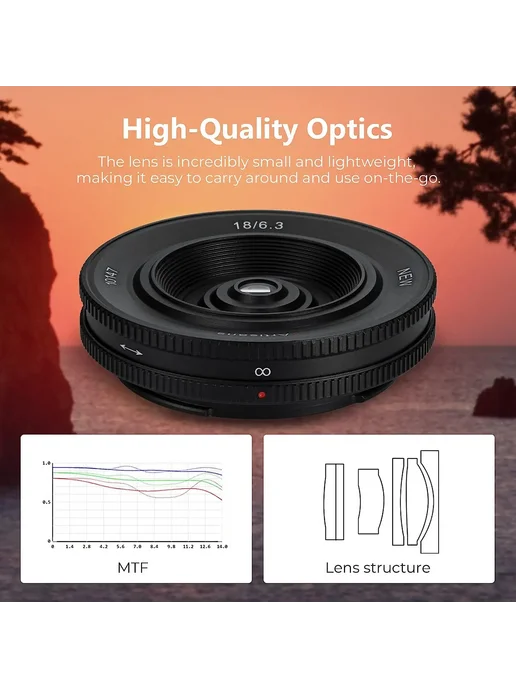 7artisans 18 мм F6.3 Mark II объектив для Sony E ZVE10 Fuji, черный, фото 3