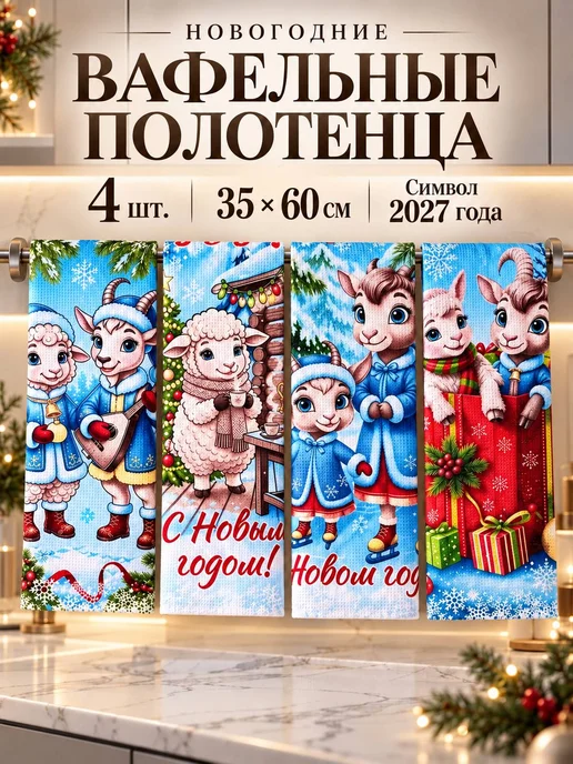 Loveli Полотенца вафельные новогодний подарок 2027, вариант, фото 2