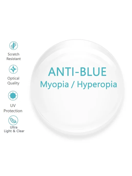 CCspace Анти-Blue линзы Myopia Hyperopia, 1.56, Синий, синий