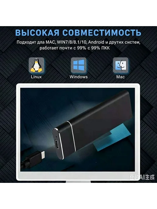 Портативный SSD-накопитель, 102×33 мм, 75 г, 75 г, фото 4