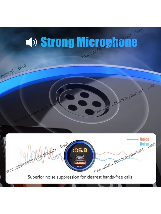 Нет бренда Автомобильный FM-трансмиттер, модулятор Bluetooth 5.1, с быс, вариант, фото 6