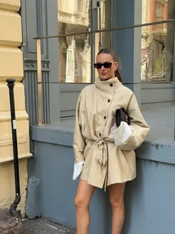 Beainmmry Женский тренч хаки полиэстер