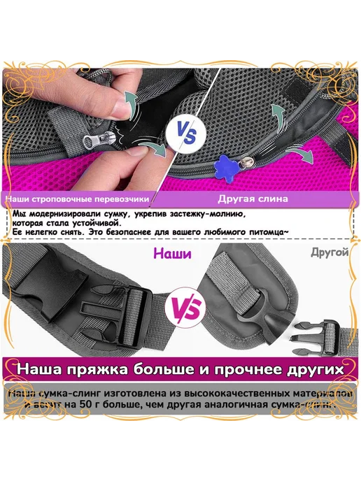 Переноска для животных, слинг сумка дорожная для собак и кош, розовый, фото 5