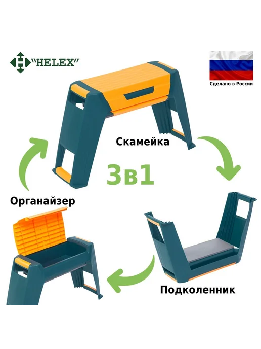 Садовая скамейка-перевертыш 3 в 1 из пластика, вариант, фото 3