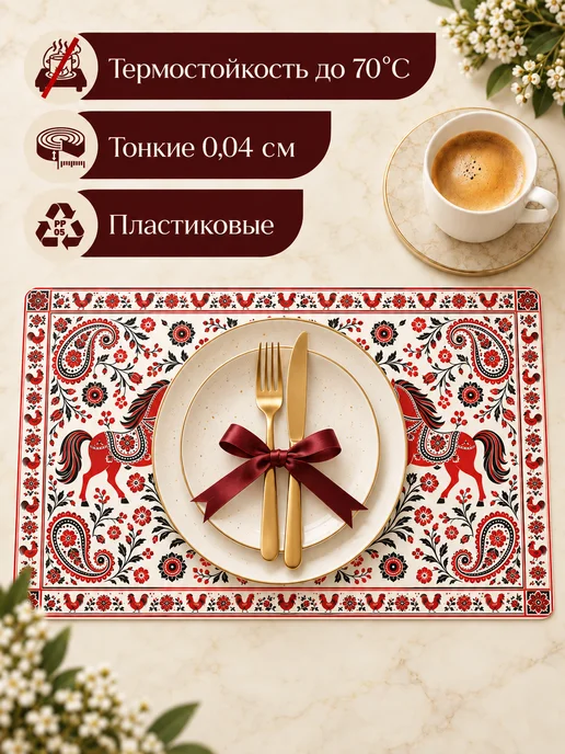 NOTE PRIME Салфетки на стол под тарелки пластиковые плейсматы, вариант, фото 3