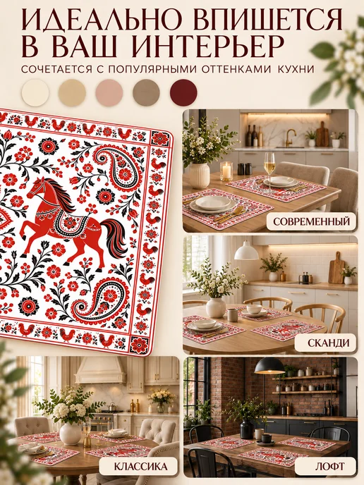 NOTE PRIME Салфетки на стол под тарелки пластиковые плейсматы, вариант, фото 8