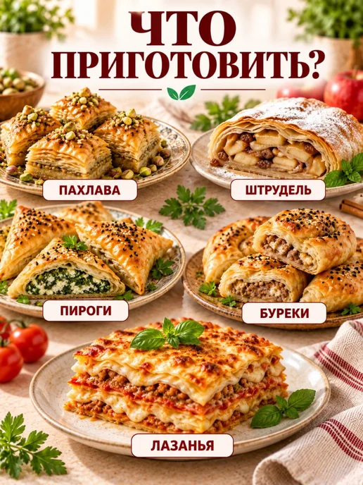 Gretta Белорусское тесто фило для выпечки готовое в упаковке, вариант, фото 5