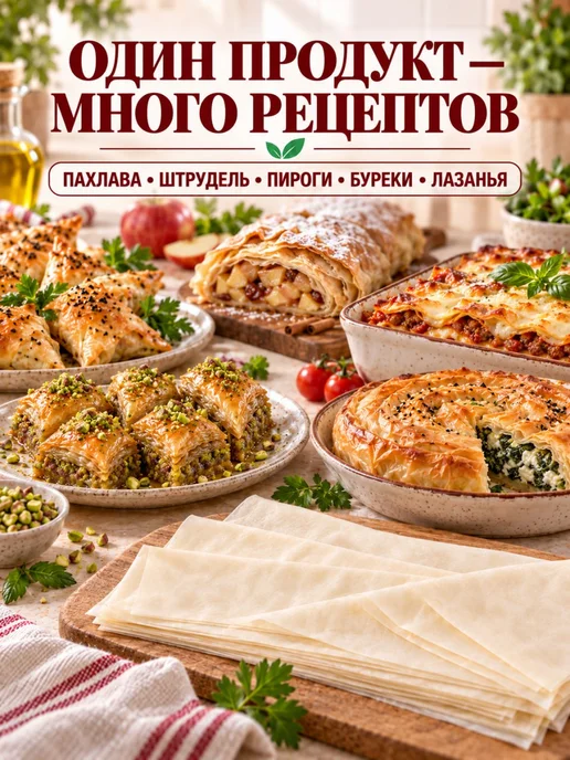 Gretta Белорусское тесто фило для выпечки готовое в упаковке, вариант, фото 6