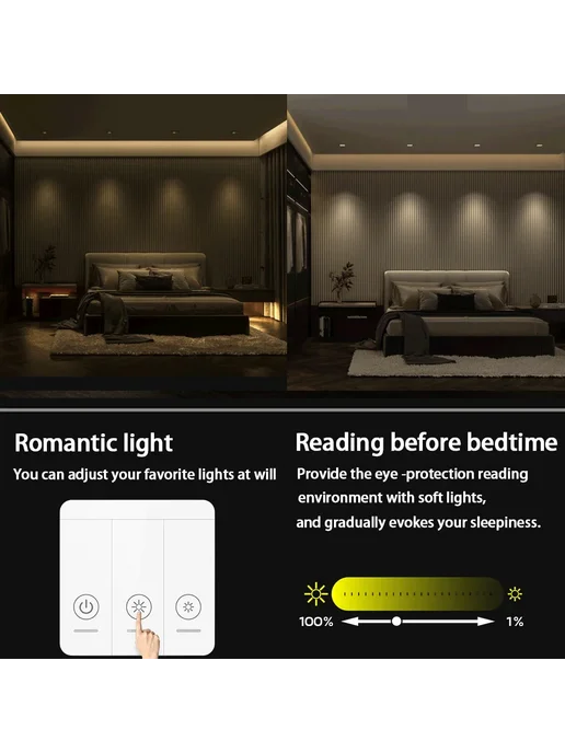 Беспроводной диммер EUNNACO Wireless Dimmer Light Switch Onl, белый, фото 3