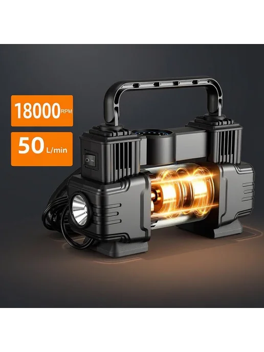 Насос для шин с LED подсветкой, 12V, автотовары, вариант, фото 8