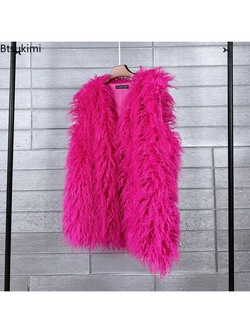 Btsukimi Женские жилеты из искусственного меха New Autumn Winter, фиолетовый, фото 4