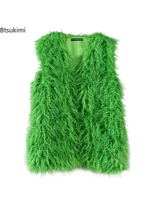 Btsukimi Женские жилеты из искусственного меха New Autumn Winter, фиолетовый, фото 7