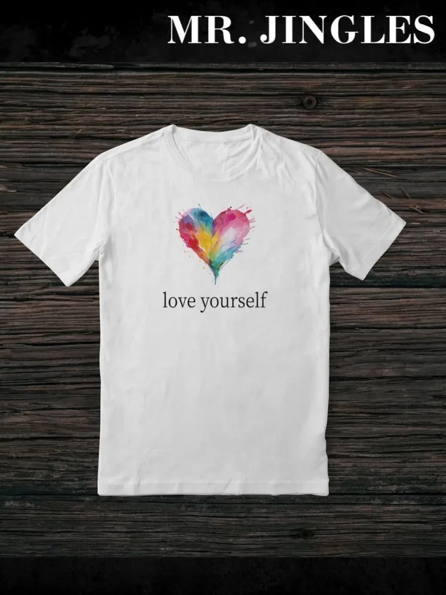 Футболка белая с принтом Love yourself — миниатюра 3