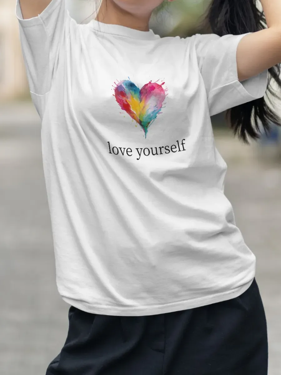 Футболка белая с принтом Love yourself — миниатюра 4