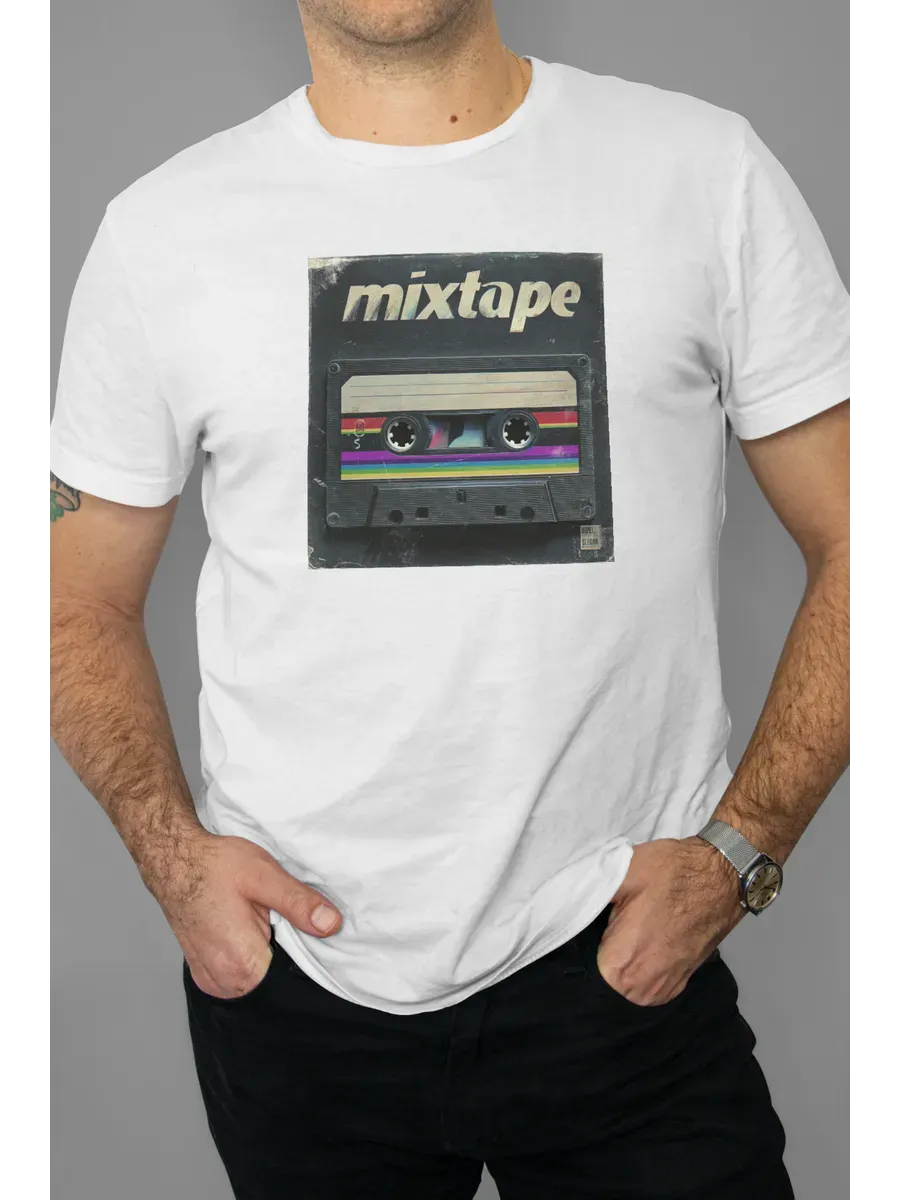 Футболка белая с принтом Mixtape — миниатюра 4