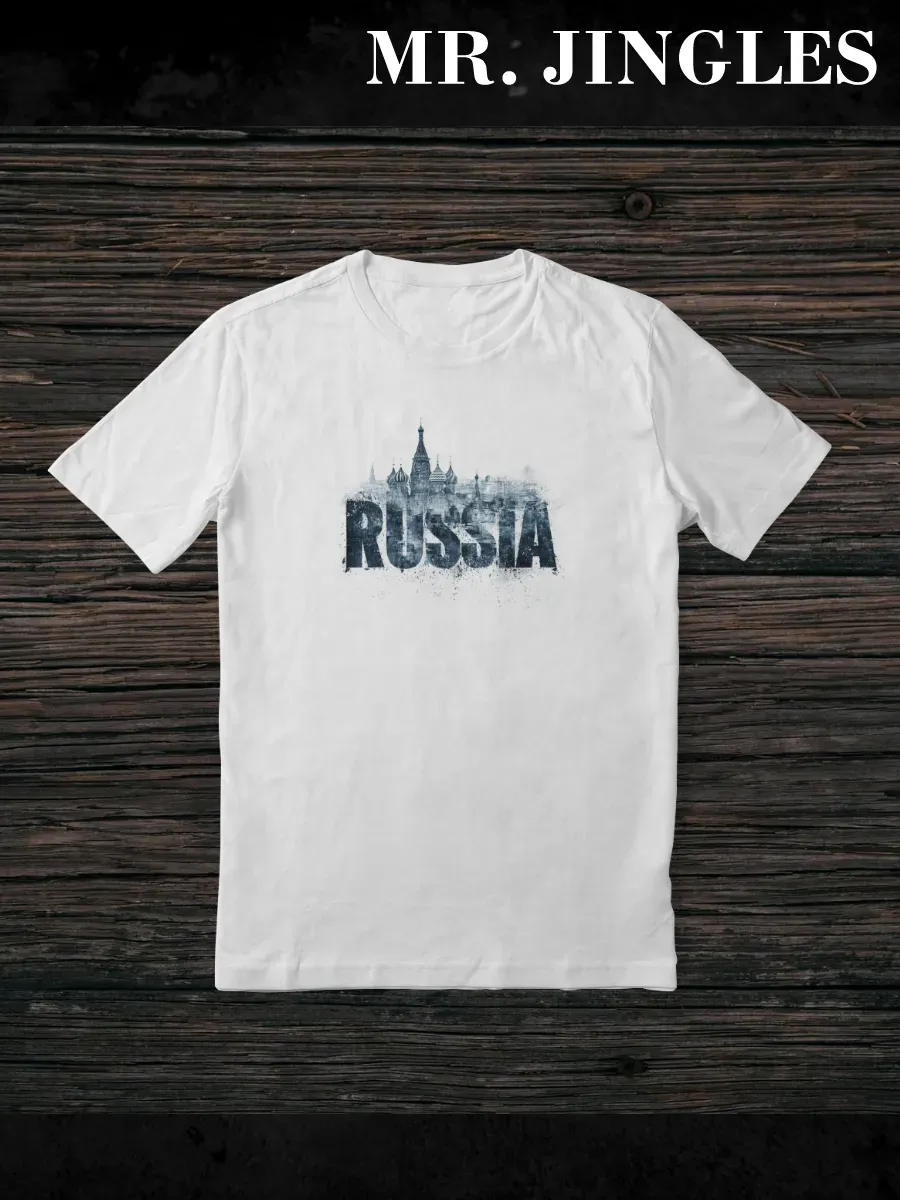 Футболка белая с принтом Russia — миниатюра 3