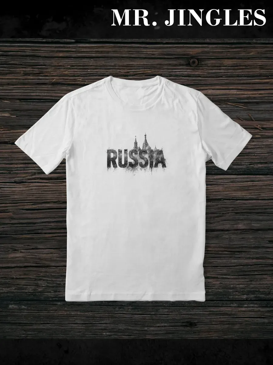 Футболка белая с принтом Russia — миниатюра 3