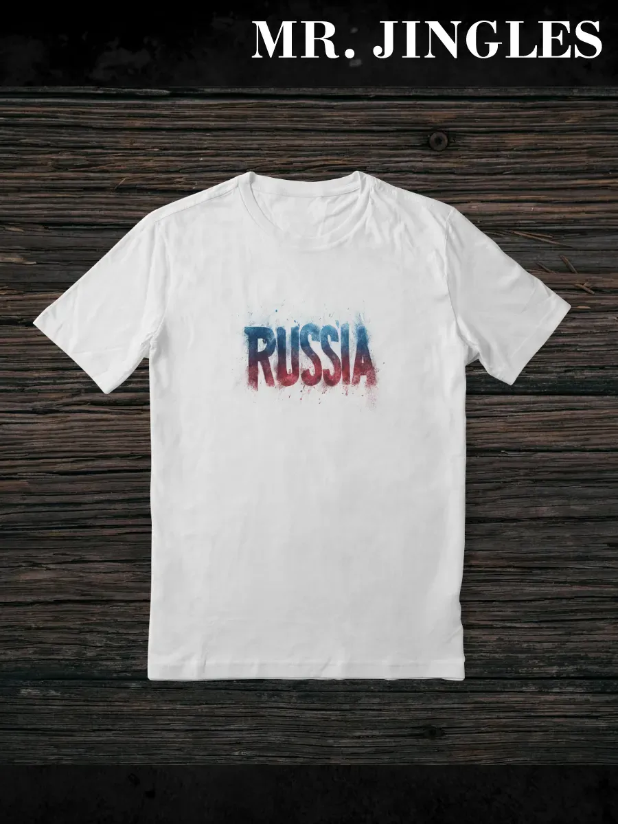Футболка белая с принтом Russia — миниатюра 3