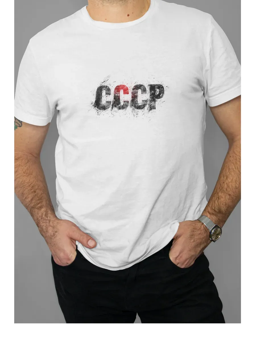 Футболка белая с принтом СССР — миниатюра 4