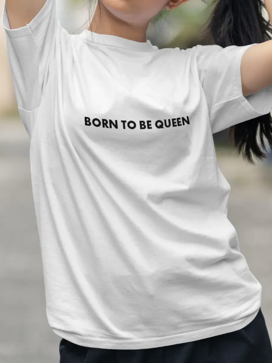 Футболка белая с надписью Born to be queen — миниатюра 4