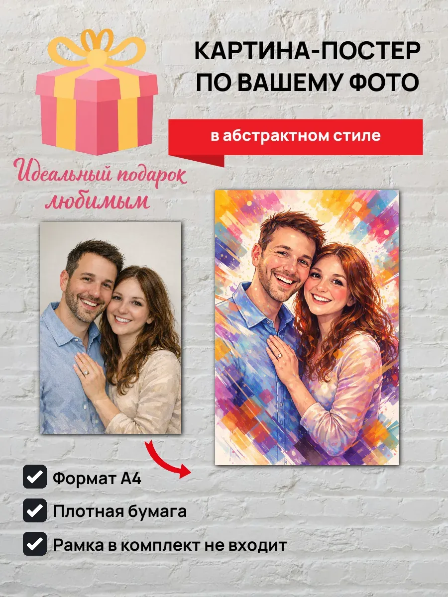 Картина-постер по вашему фото в абстрактном стиле А4