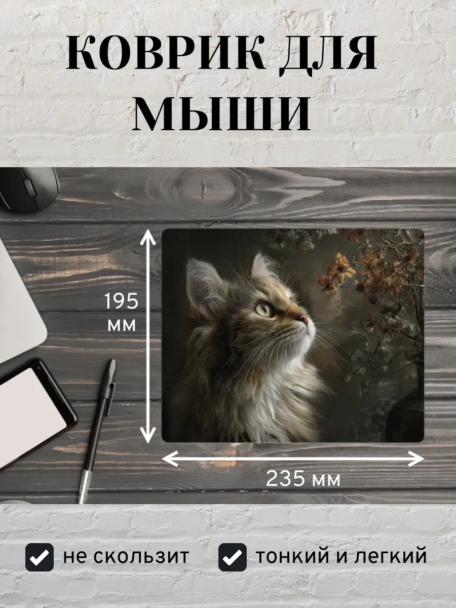 Коврик для мыши с принтом Кошка