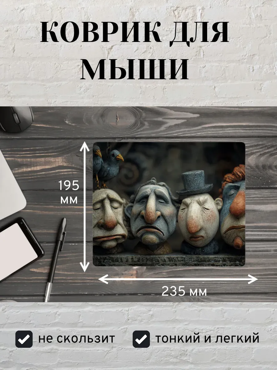 Коврик для мыши с принтом Картина с лицами