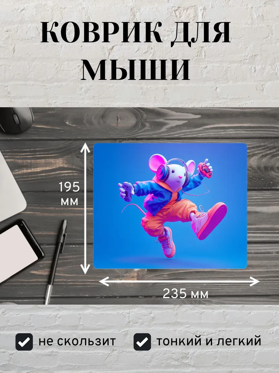 Коврик для мыши с принтом Танцующая мышь