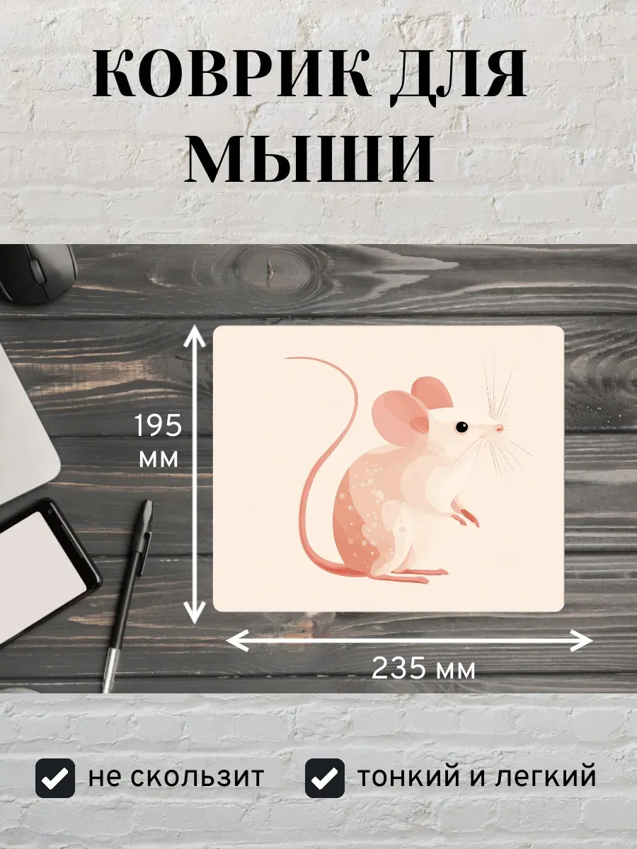 Коврик для мыши с принтом Иллюстрация мышь