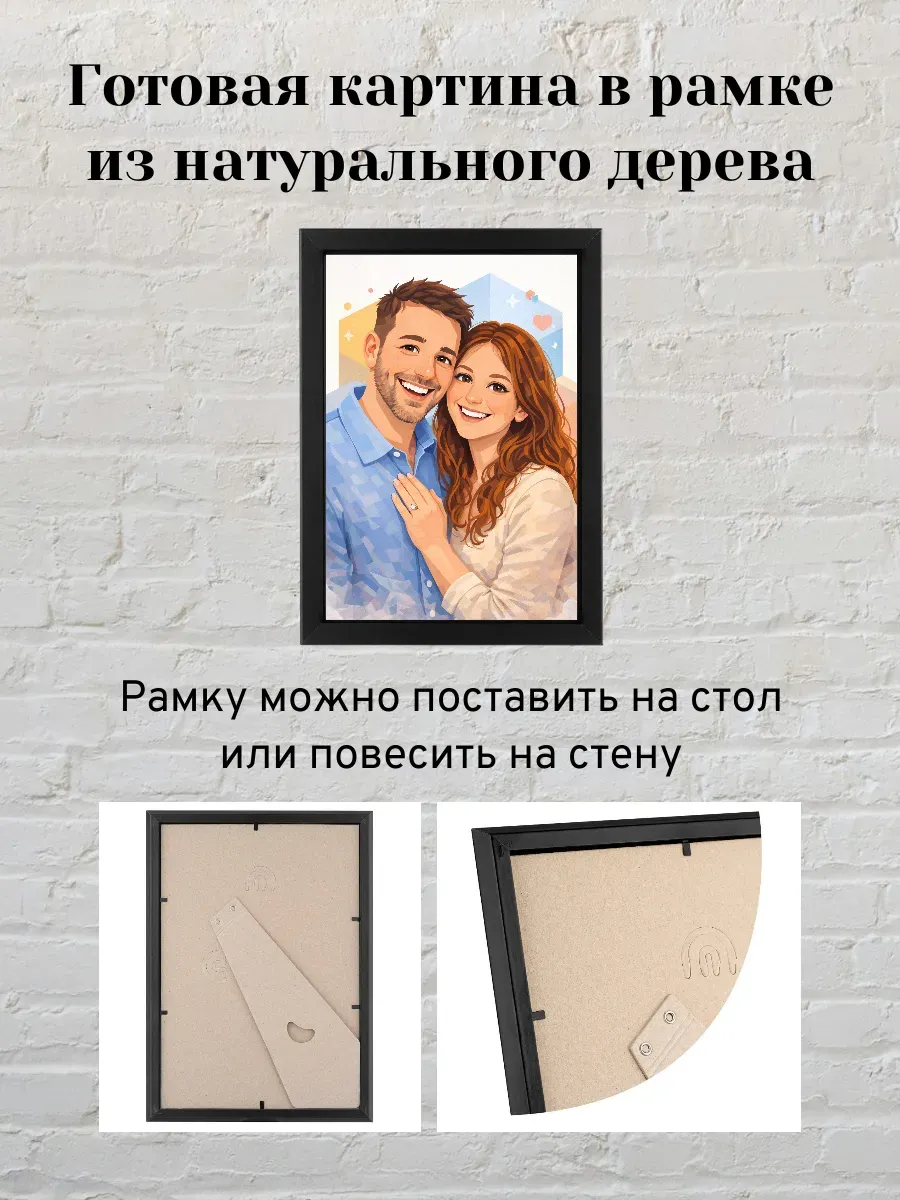 Картина-постер в рамке по вашему фото в мультяшном стиле А4 — миниатюра 3