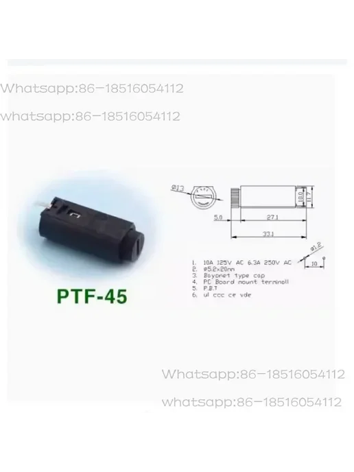 Нет бренда 5 шт. держателей предохранителей 5*20 мм PTF-45 PTF-50 10A25, 5x20 мм, 5 шт, фото 2