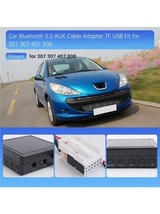 Нет бренда N60R-Car Bluetooth 5.0 AUX-кабель-адаптер TF USB, подходит д, вариант, фото 2