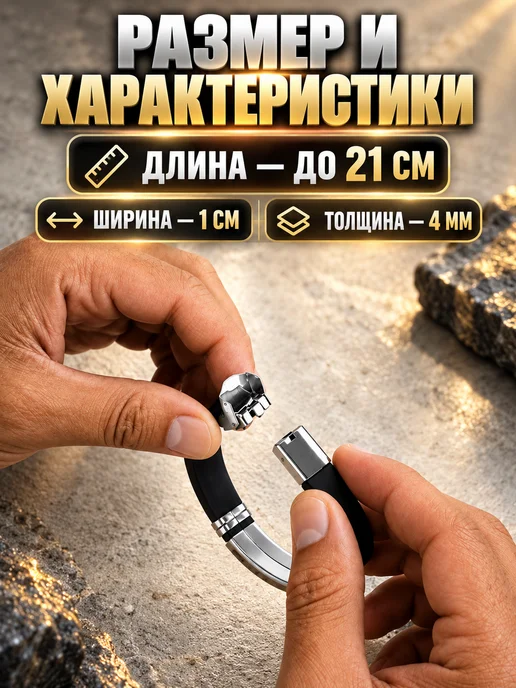 zulya Браслет каучуковый,сабля,регулируемый, черный, фото 4