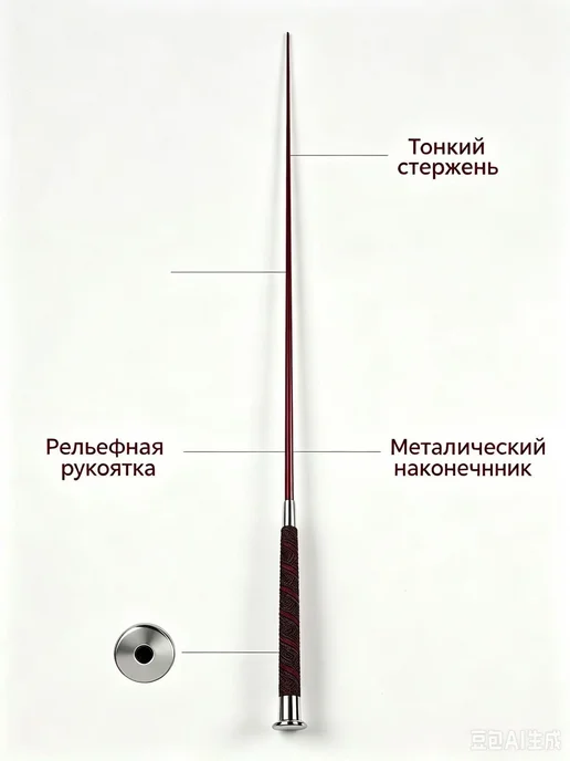 Хлыст выездковый, длина 110 см, черный, фото 7